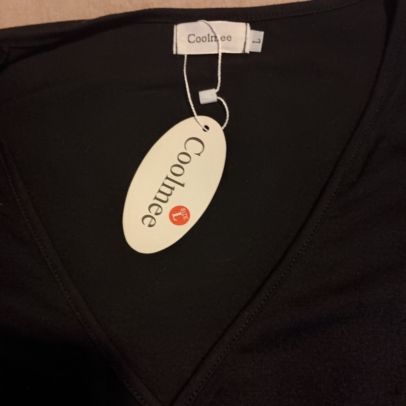 NWT Women's Large V-neck Wrap Dress short sleeve tie waist midi flowy dress - Picture 8 of 12